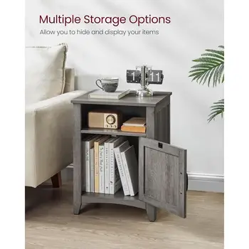 Colección LIRY - Mesita de noche estilo granja con puerta de granero, juego de 2, mesita de noche con almacenamiento, mesa auxiliar, mesita de noche, abierta 10 best sales Juego de 2 mesitas de noche - №5