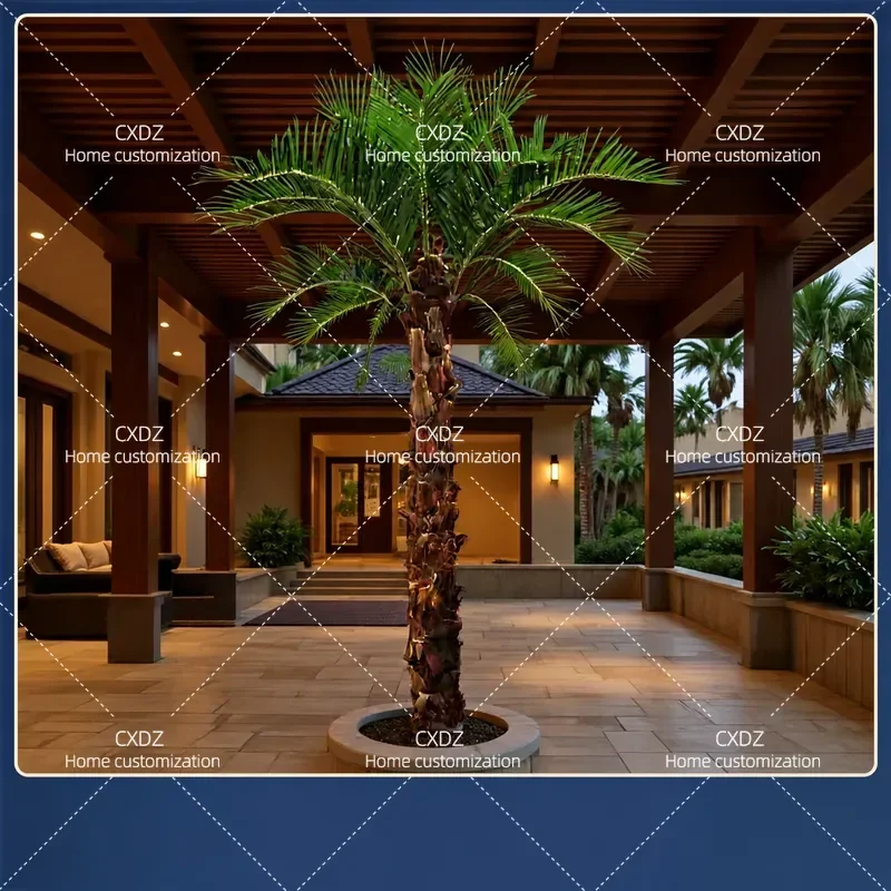 Simulated Herringbone Bark Coconut Palm Tree Artificial Green Plant for Indoor Outdoor Landscape Decoration High Simulation