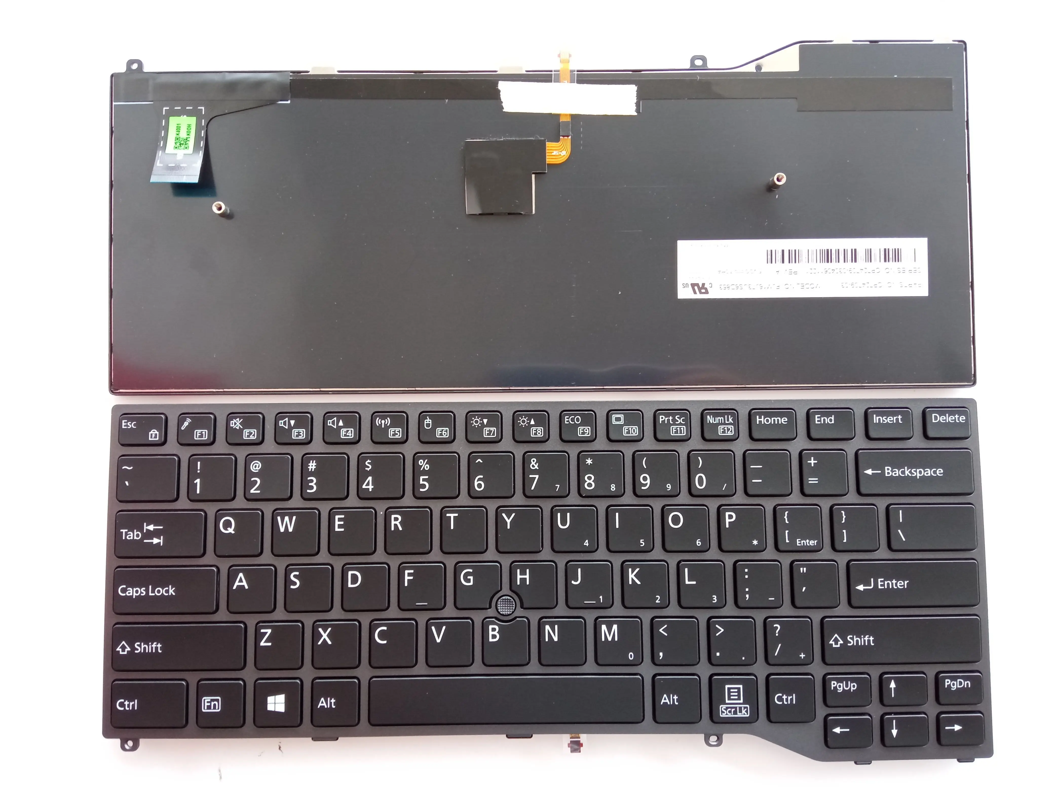 sem Luz de Fundo com Ponteiro Us-intl Teclado Cinza Quadro para Fujitsu Lifebook U747 U748 U749 Preto