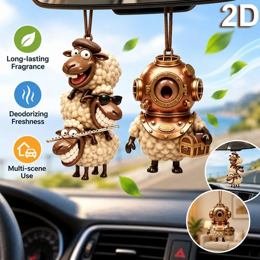 1/2/5PCS Car Pendant Aromatherapy Sheet Car Interior Deodorizing Fragrance Card DIY Car Hanging Decoration Creative Lamb Pendant