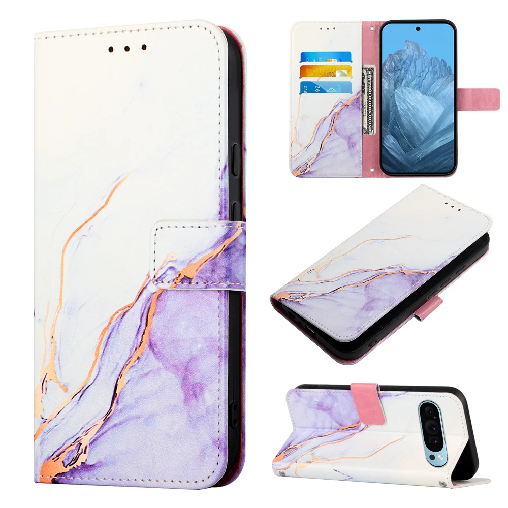 Wallet Marble Leather Cases For Google Pixel 9 8 8A 7 6 6A pro Phone Case 1pcs