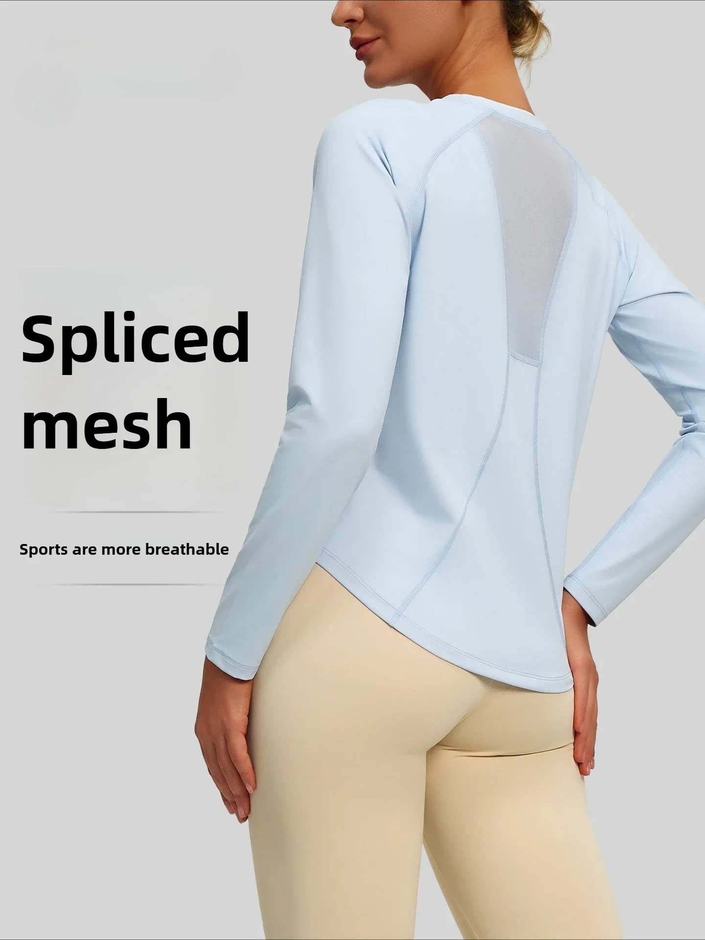 Loose Back Mesh Sports Long-sleeved T-shirt Training Running Breathable Yoga Fitness Clothes Women