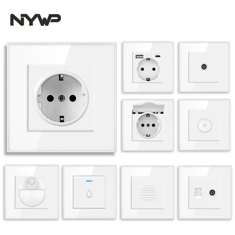 

NYWP EU standard USB plug, 16a power socket, German power panel, four USB interfaces, dual frame 4 USB wall socket