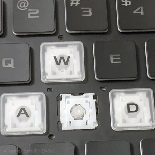Tecla de repuesto de borde transparente para ASUS TUF 3 Gaming F15 FX507 FX517 FX707 FA507 ZC/ZV/ZM, teclas y Clips para teclado de ordenador portátil