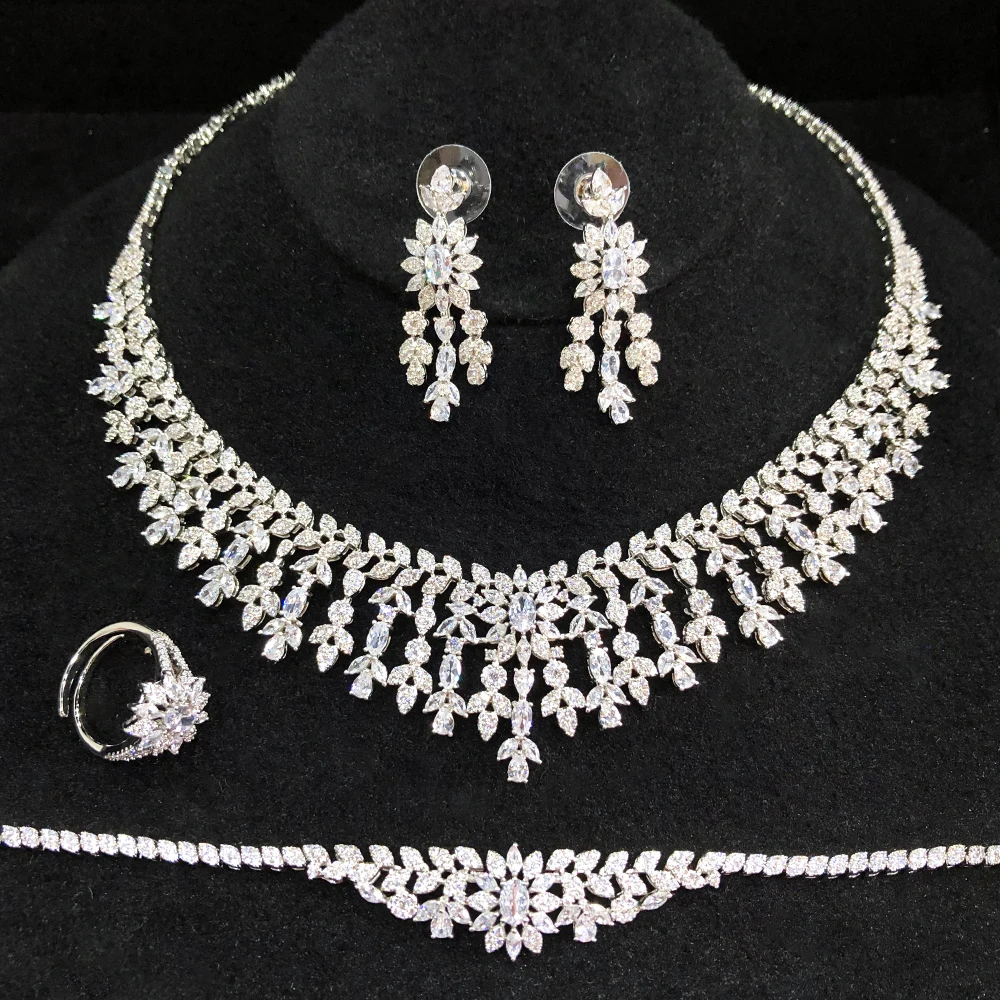 

GODKI Super Luxury 4PCS UAE Jewelry Set For Women Wedding cubic Zircon Necklace earring India African Nigerian Party Jewelry Set