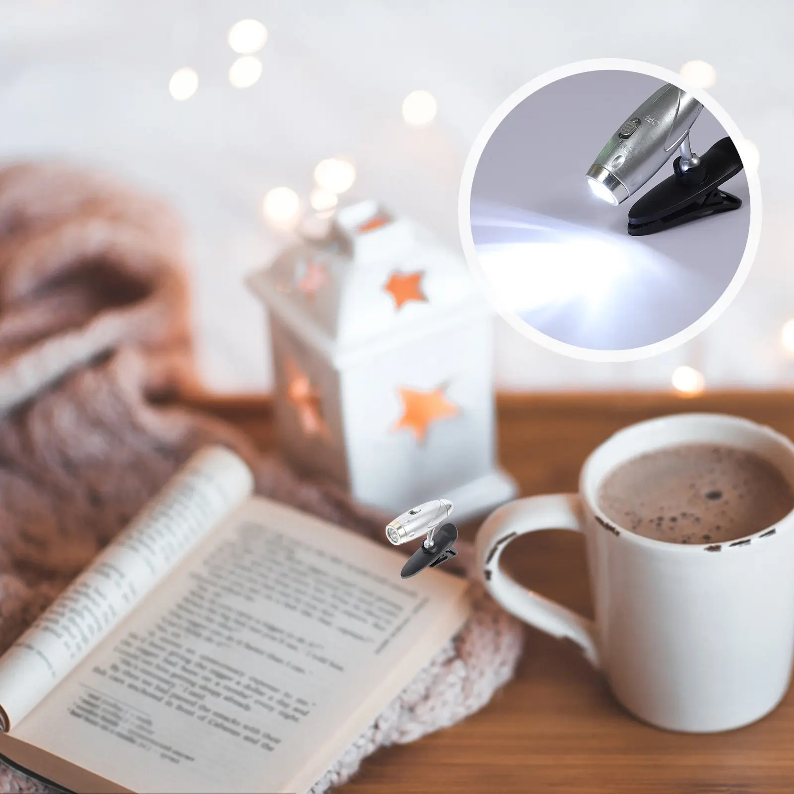 Mini LED Clip on Book Lamp Silver Adjustable Reading Light Clip Book Light for Bed Lightweight Portable Mini LED Lights