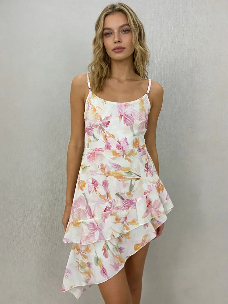 

Ladies' summer fashion new trend Harajuku ins beautiful suspender tie dye asymmetric design dress Y2k clothing