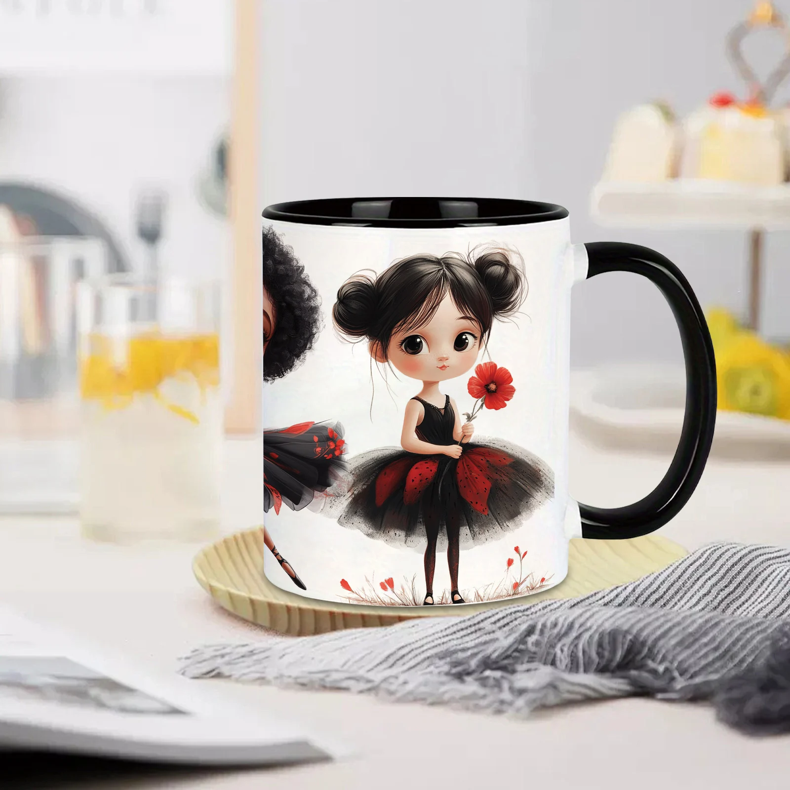 

11oz Party Ceramic Cups with Handle 3D Print Goth Ballerinas Birthday Gift For Her Large Caliber Delicate Christmas Mugs