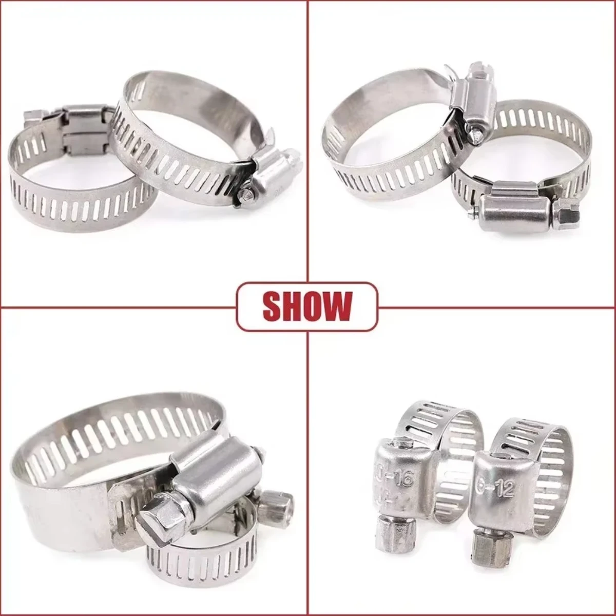 60pcs 201 Stainless 8-38mm Stainless Steel American style throat clamp Water Pipe Clamp Trachea Clamp Fixed Clamp ring clamp