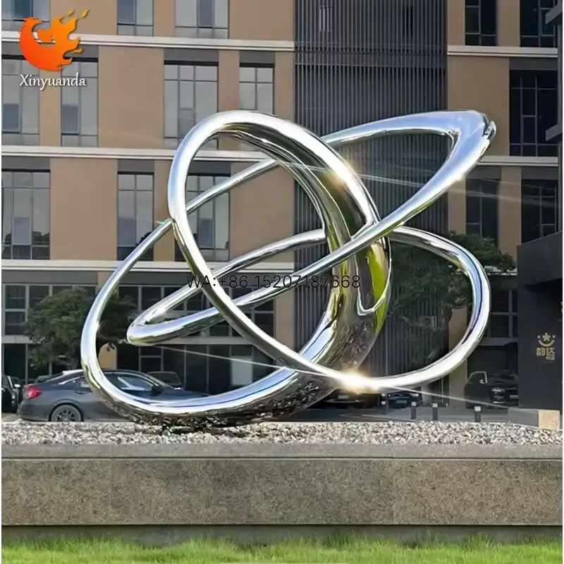Wmwmnu Custom Stainless Steel Circular Abstract Ring Sculpture Forged Polished Art Decorative Outdoor City Real Estate