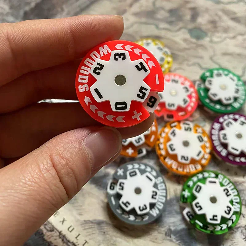 

Случайный цвет, небольшой счетчик размеров, 32 мм, круглый трекер для здоровья повреждений ран, акрил, 1 шт., 0-59, трекер жизни