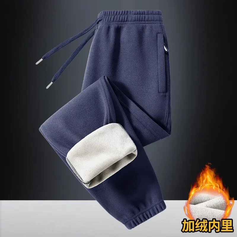 موضة الشتاء الاتجاه بلون مع السراويل الدافئة السميكة القطيفة للرجال الرياضة فضفاضة غير رسمية بالإضافة إلى السراويل كبيرة الحجم عالية الجودة