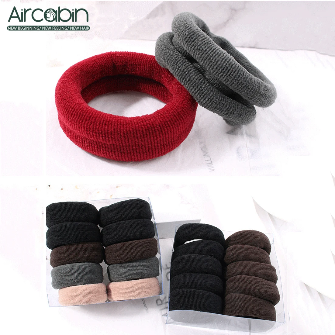 Aircabin Rubber Band Soft Elastic Hair Band for Scrunchie Ponytail Hair Tie High Elasticity Thickened&Widened Headrope&Hair Loop