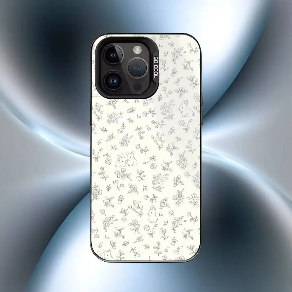 Petite coque de téléphone à imprimé floral F pour iPhone17,16,15,14,13,12,11 Plus,Pro Max, noir bonbon, mat, antichoc