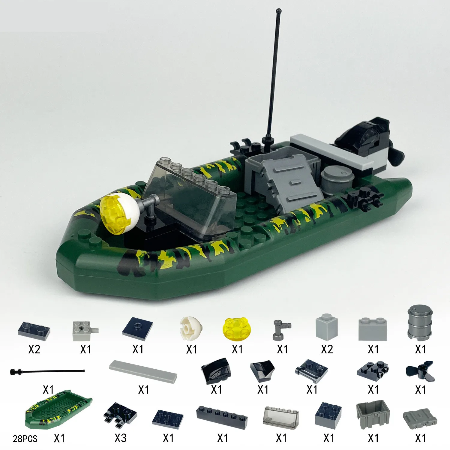 Creative Military Assault boat Battleship Building Blocks City Construction MOC Naval Ship Bricks Set Children Toys for Boy