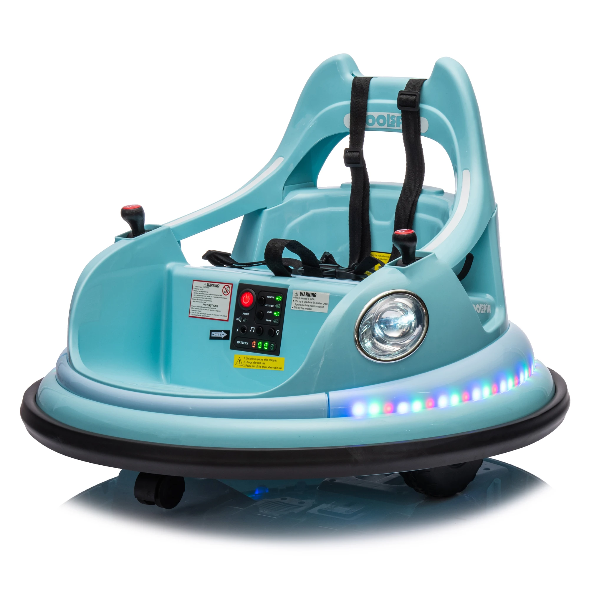 12v Ride On Bumper Car For Kids,Electric Car For Kids,1.5-5 Years Old,W/Remote Control, Led Lights, Bluetooth & 360 Degree Spin