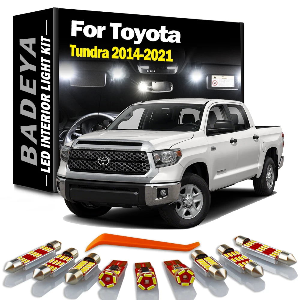 21Pcs Car Accessories For Toyota Tundra 2014 2015 2016 2017 2018 2019 2020 2021 LED Trunk Bulb Interior Dome Map Door Light Kit