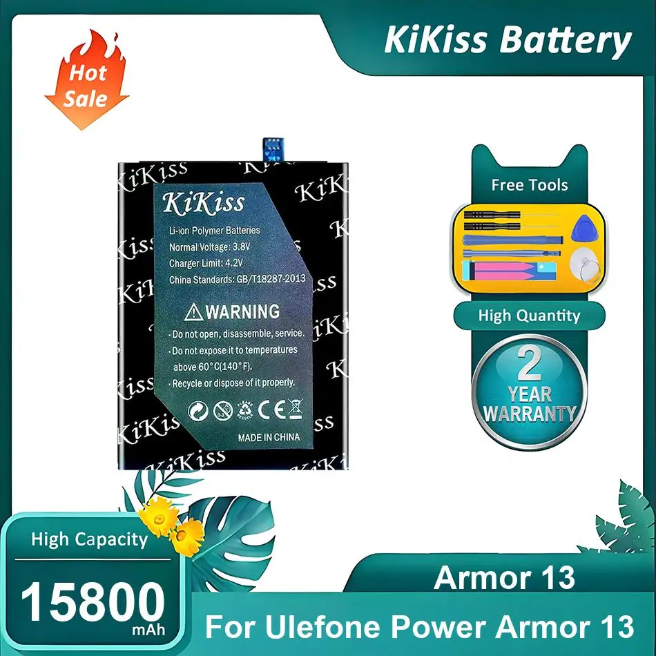 KiKiss Battery For Ulefone Power Armor 13,Armor 13,15800mAh