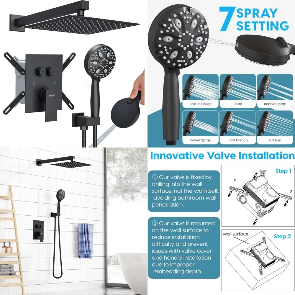 

10 Inch Rainfall Shower System with Handheld Sprayer and Push Button Diverter for Modern Bathroom Upgrades