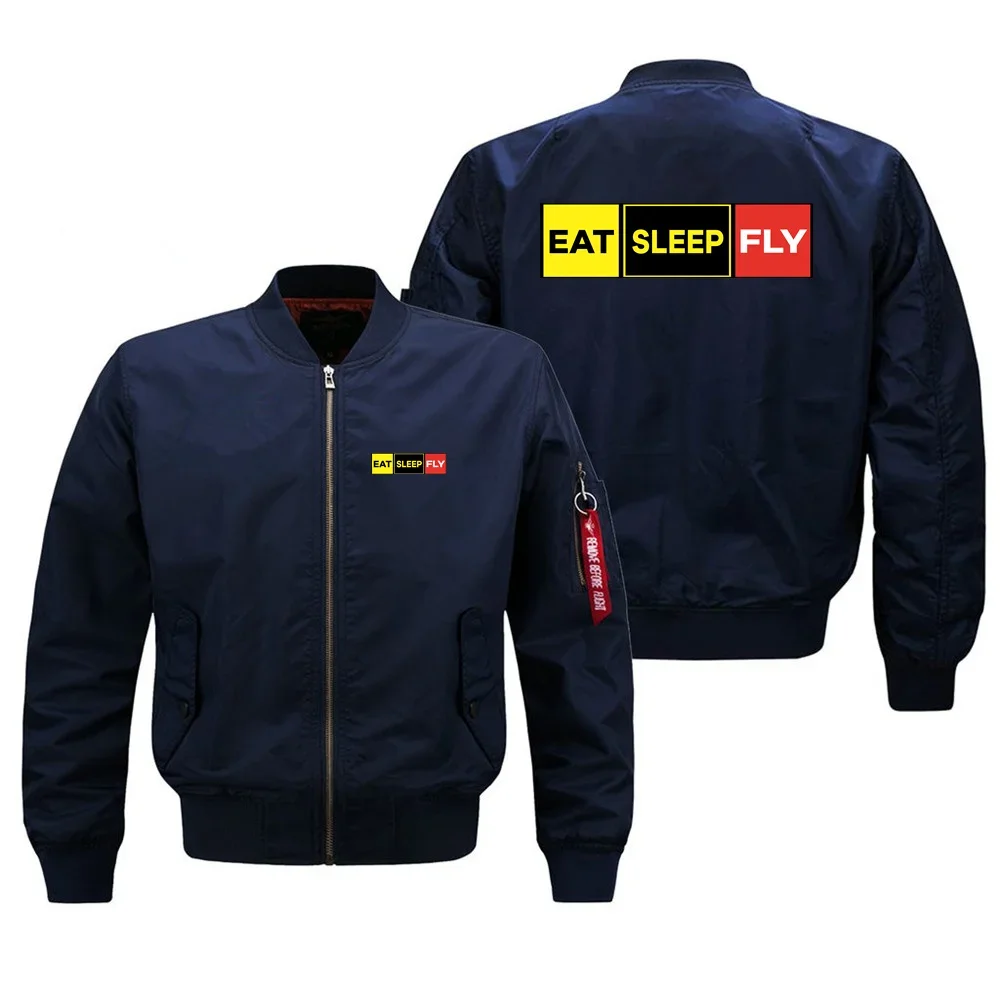 Eat Sleep Fly Colourful Aviation Pilots Ma1 Bomber Flight Jacket Coats for Men Casual Outdoor Military Man Baseball Jacket
