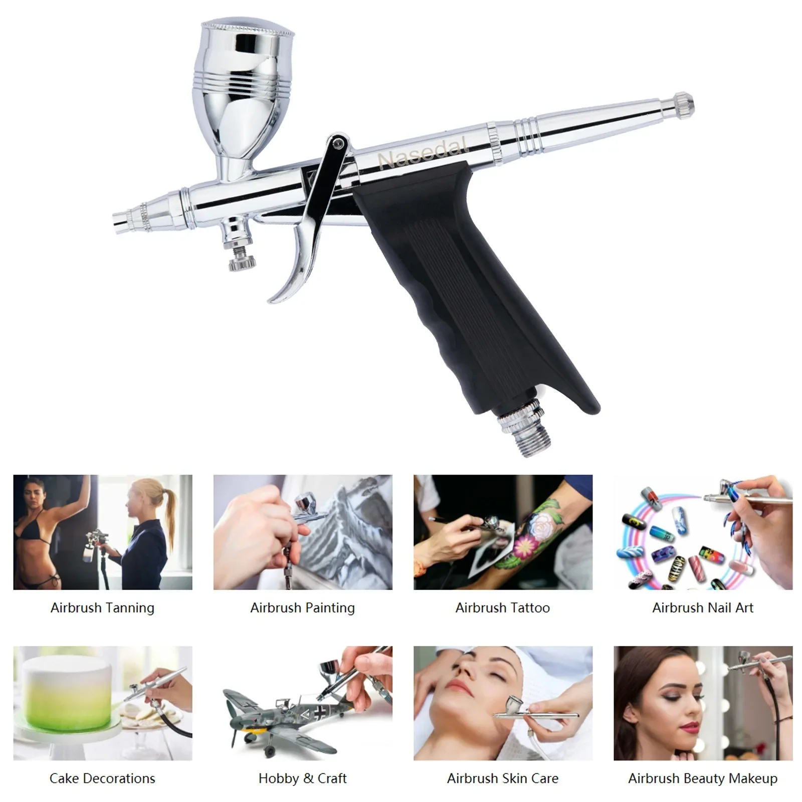 Nasedal Airbrush Auto stop 40psi Air Compressor kit 0.3mm 0.5mm 0.8mm Airbrush Spray Gun for Model Cake Painting Nail Art Car