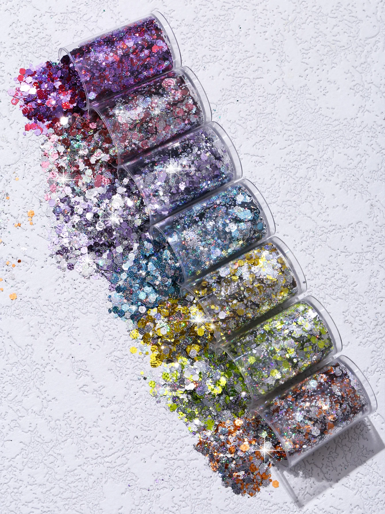 스팟 홀로그램 청키 글리터, 송진 공예 글리터, 네일 바디, 눈 얼굴용 화장품 글리터, 송진 글리터 플레이크, 7 가지 색상