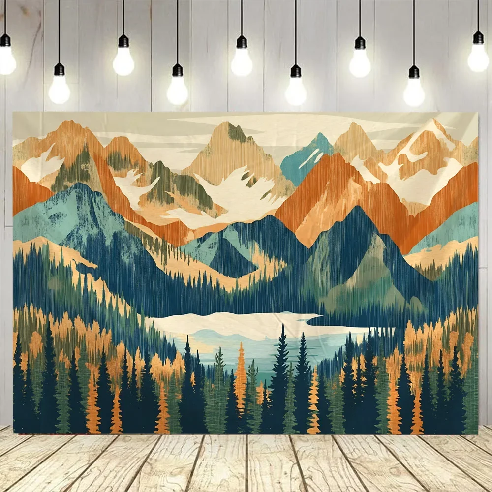 Mist Forest Tapestry, Landscape Wall Hanging Cloth, Aesthetic Art Decoration, Bedroom, Family Living Room, Dormitory Background
