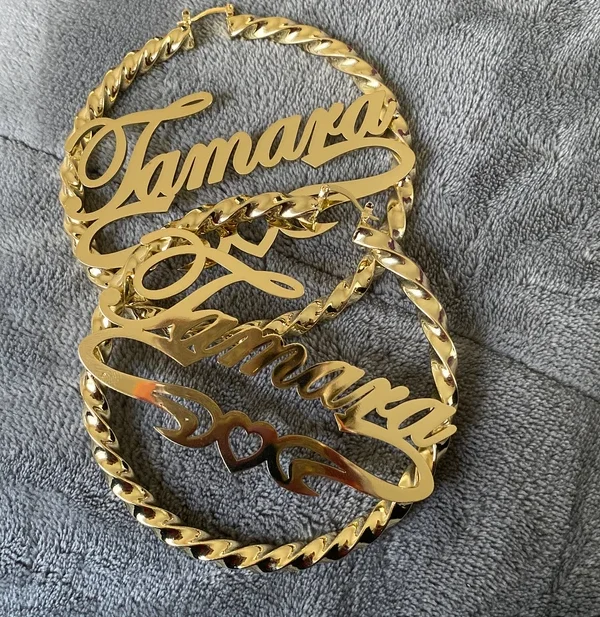 2023 30-90MM Hiphop Punk Style Big Hoop Earrings Customize Personized Name Earrings For Women Personlized Earrings Gifts