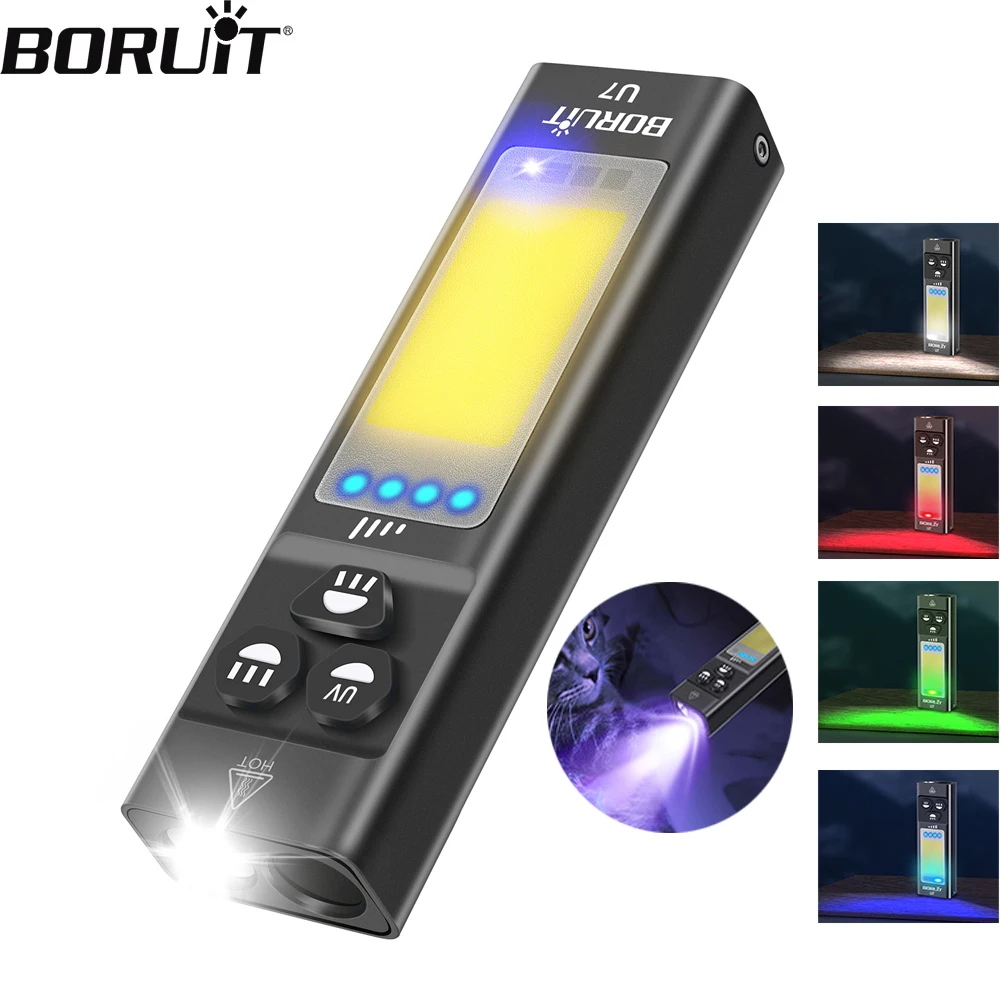 boruit-u7-led-flashlight-uv-light-sst40-1100lm-powerful-rgb-light-usb-c-rechargeable-spotlight-floodlight-torch-with-magnetic