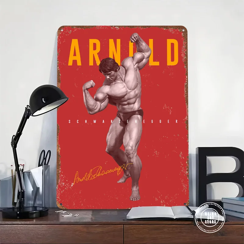 Arnold Schwarzenegger Printed Posters Customizable Wall Art Retro Vintage Metal Tin Signs for Home Room Decoration Garage Garden