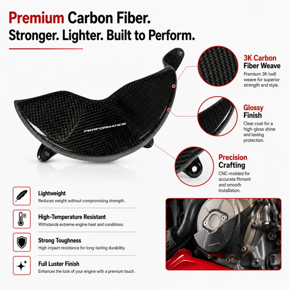 For Ducati Panigale V4 V4S V4R V4SP 2018-2024 2025 Carbon Fiber Left Engine Protection Cover Moto Alternator Cap Fairing protec