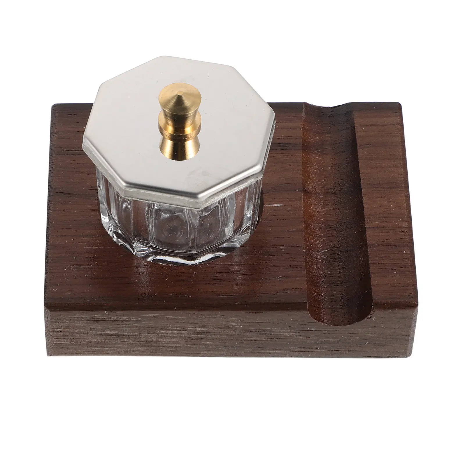 

1Set Pen Stand with Glass Inkwell Pen Rest for Dip Fountain Brush Pens Calligraphy Desk Organizer Display Holder