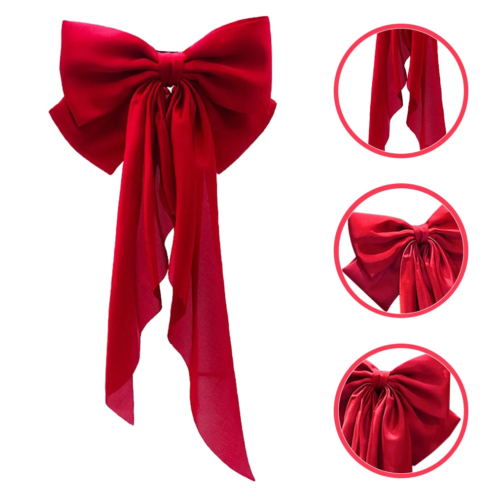 

Big Bow Hair Clip Clips Ribbon Large Bows for Ties Headband Ribbons Women Fabric Dressy Miss Long