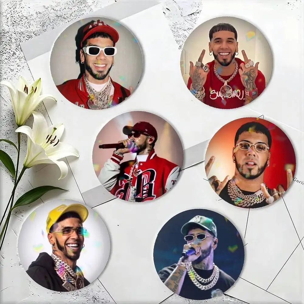 

A-Anuel AA Reggaeton 25 32 44 58 75mm Badges Personalized Round Brooches Pins Accessory Gift