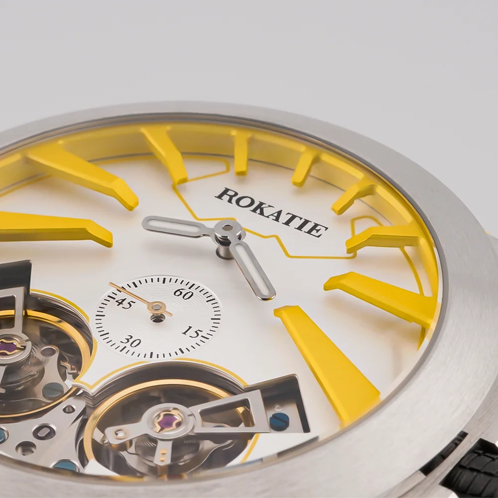 ROKATIE 45mm Automatic watch men tourbillon business high-end men\'s watches hollow luminous luxury Watches for men