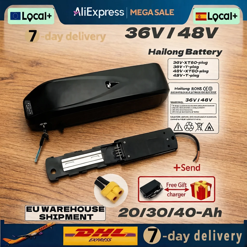 Nouvelle batterie Hailong 48V de haute qualité 20Ah 30Ah 40Ah pour moteur Bafang BBS02 BBS03 BBSHD + BMS avec prise personnalisable