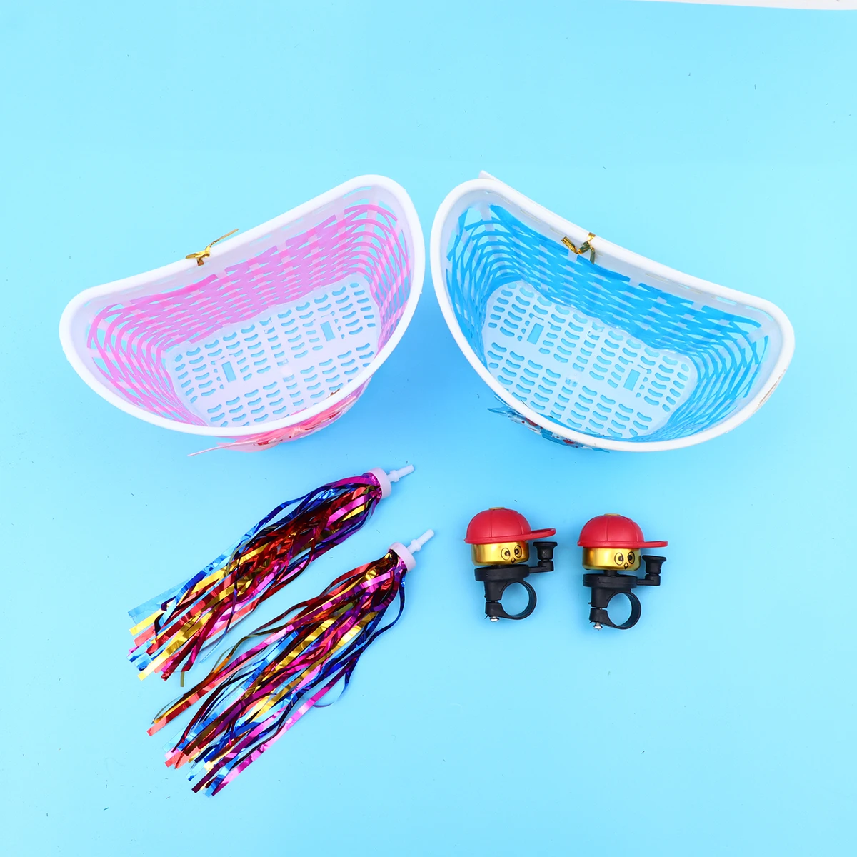 

1Set Kids Scooter Accessories Set Durable Fun Bike Basket Bell Mixed Color Ribbons Suitable for Bicycles and Scooters