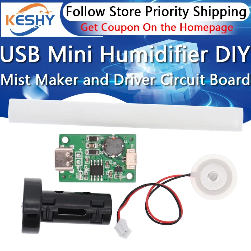 USB Mini Humidifier DIY Kits Mist Maker and Driver Circuit Board Fogger Atomization Film Atomizer Sheet Mini Oscillating