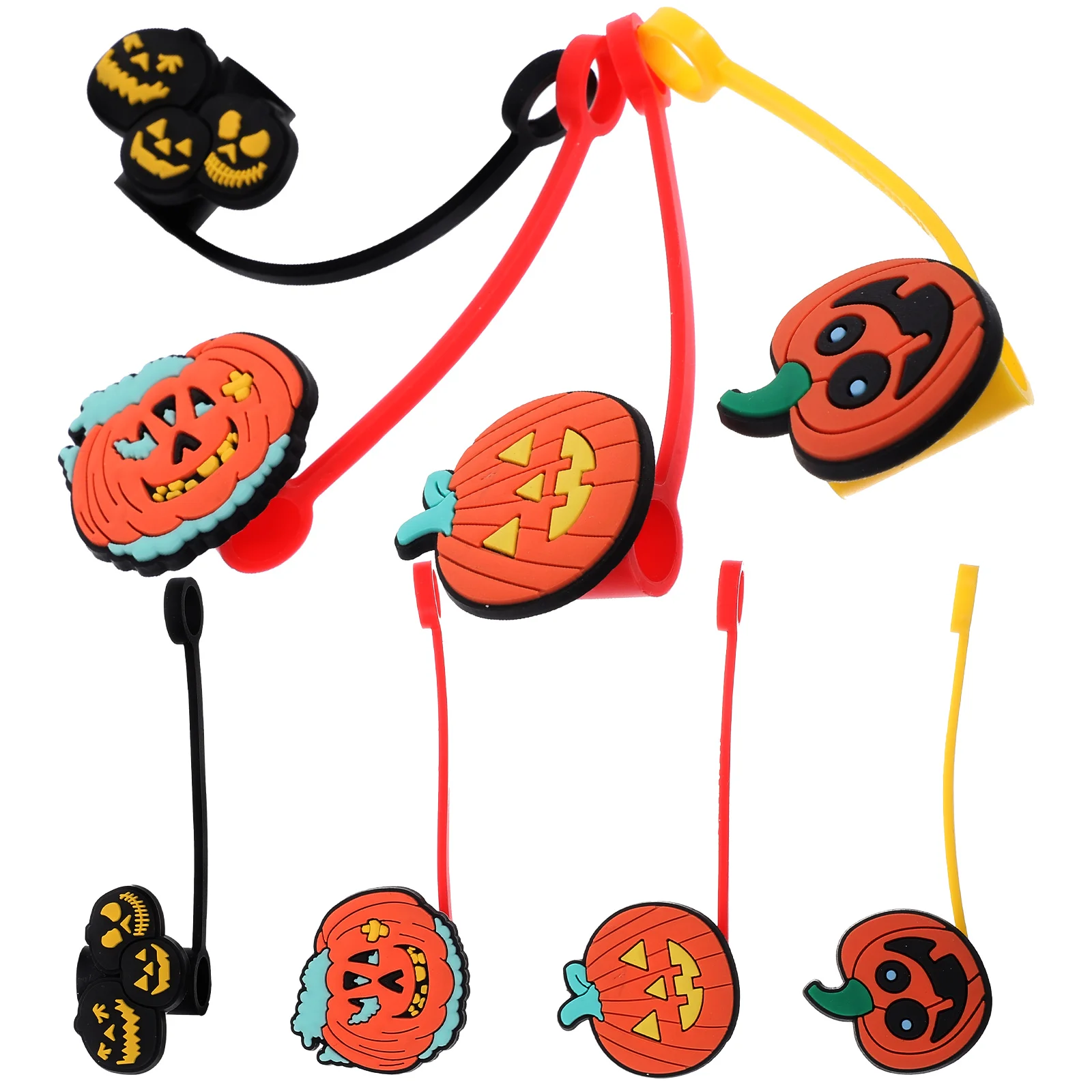 

8Pcs Silicone Straw Lids Halloween Accessories Lightweight and Small Size for Outdoor and Indoor Use Straw Cover