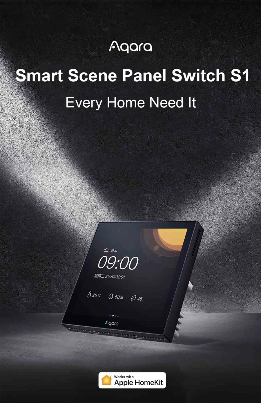 Aqara Scene Panel Switch S1 Zigbee 3.0 Smart Touch Screen AI Gesture Recognition Siri Voice Control Work with Apple Homekit