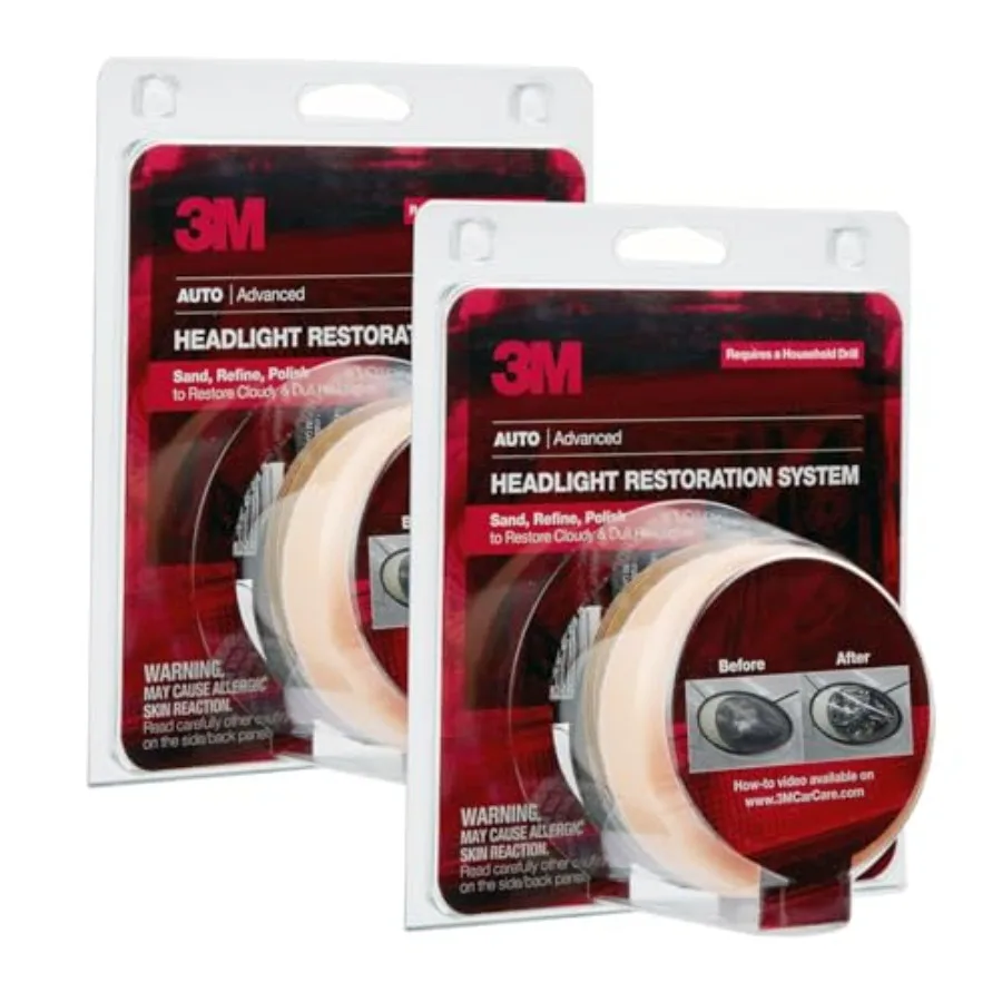

Headlight Lens Restoration System 39008 1 Kit 2-Pack for Restoring Foggy and Yellowed Headlights in Automotive Vehicles Include