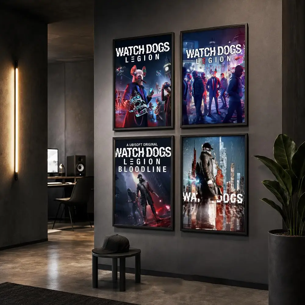 Hacker Action Game W-Watch Dogs Poster Wall Art Print Sticker for Bedroom Living Room Dorm Office Modern Home Decor