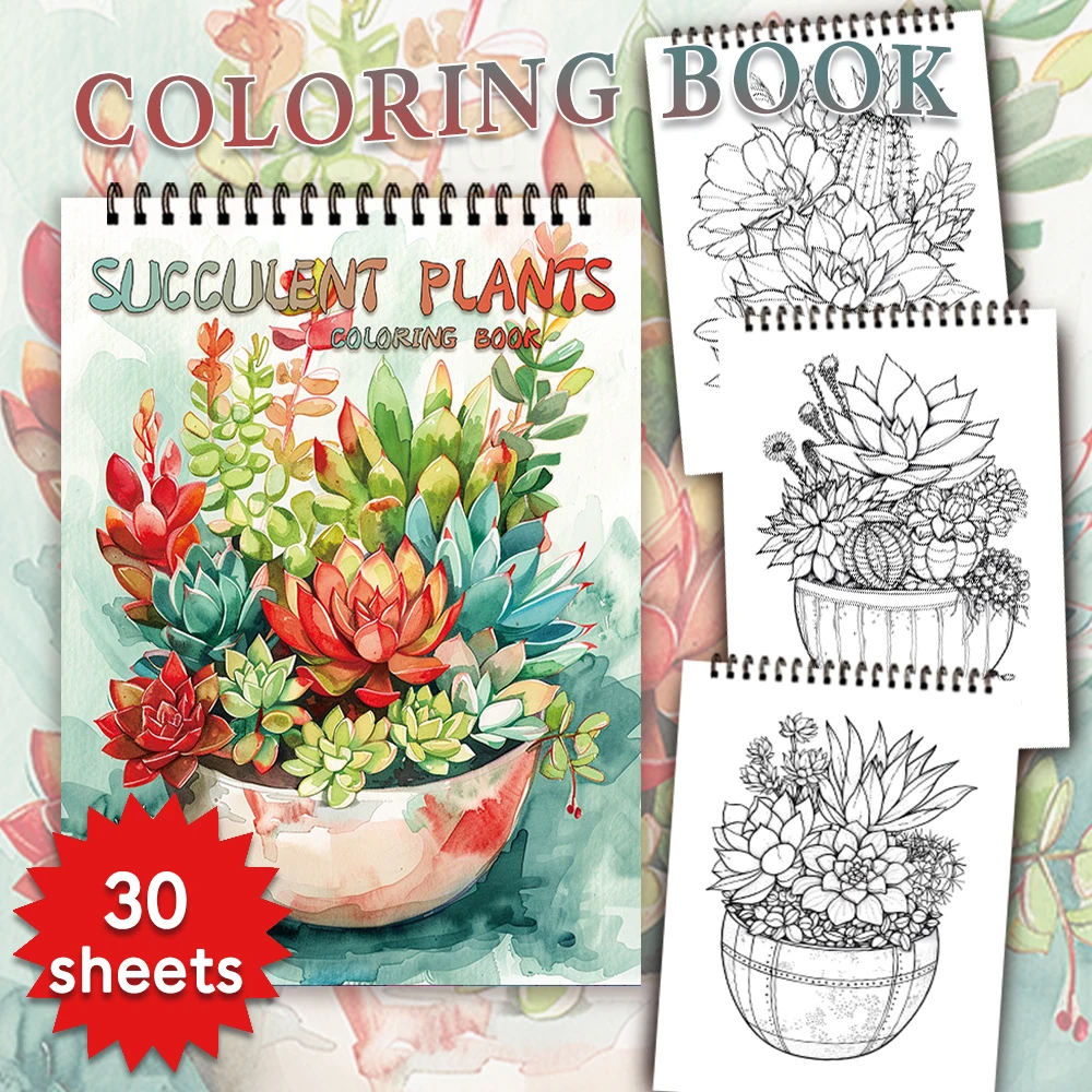 Adult coloring book - 30 Sheets Women\'s spiral coloring book, 11.2x 8.3 inches, drawing book, birthday gift, holiday party gift