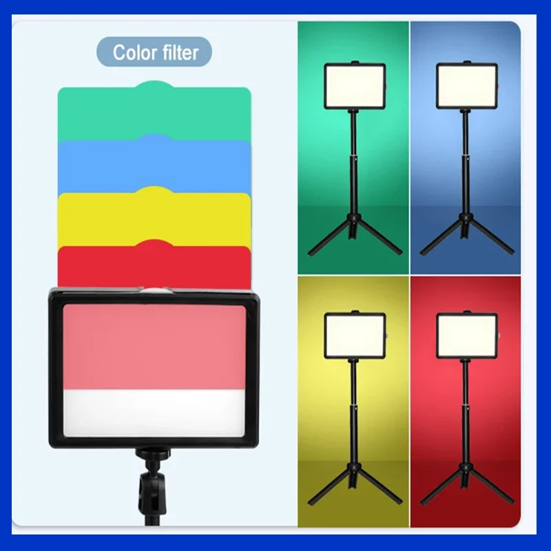 Network Webcam fill light Dimmable Fill Lamp Panel LED Video Light with Color Filters for Desktop Live Streming Youtube Tiktok