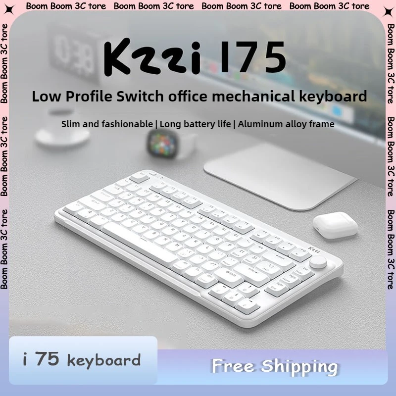 

Kzzi I75 Mechanical Keyboard Low Profile Switch RGB Wired Wireless Bluetooth Lightweight Aluminium Alloy Office Game Keyboard