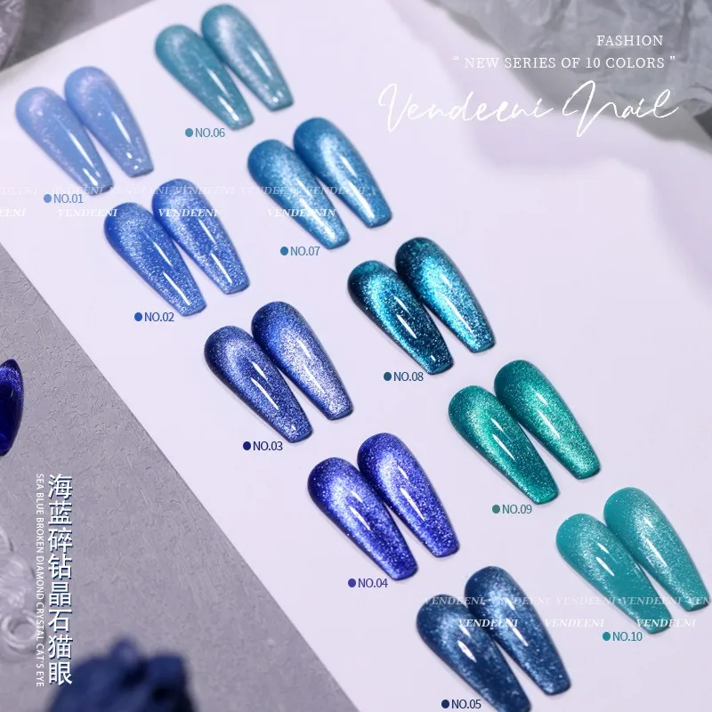 

Vendeeni Exquisite10color Diamond Disco Светоотражающий гель-лак «кошачий глаз» TPO HEMA Free Высококачественный алмазный Spar Гель-лак «кошачий глаз»