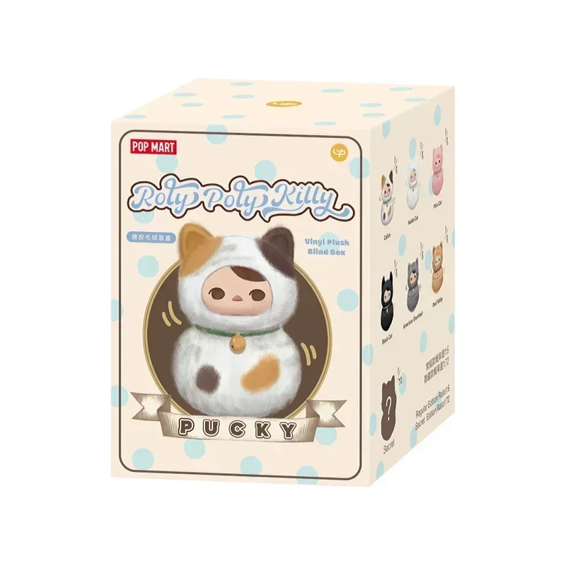 

POP MART Pucky Roly-Poly Kitty Series Vinyl Plush Toy Blind Box Mystery Figure Cute Anime Desktop Ornament Gift