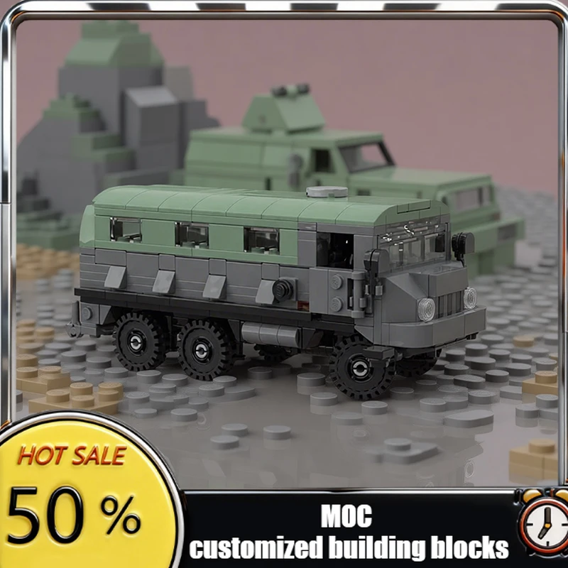 

497 PCS Armored Vehicle Bricks Pinzgauer 718 6x6 1:35th Scale SoftMOC-top Model MOC Customize Modular DIY Boys Holiday Toy Gifts
