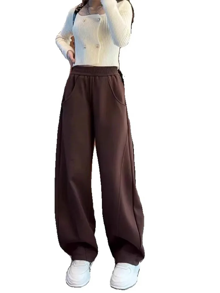 Pantaloni a banana a gamba dritta a vita alta plus Size Pantaloni sportivi casual a gamba larga da donna slim fit Pantaloni sportivi comodi