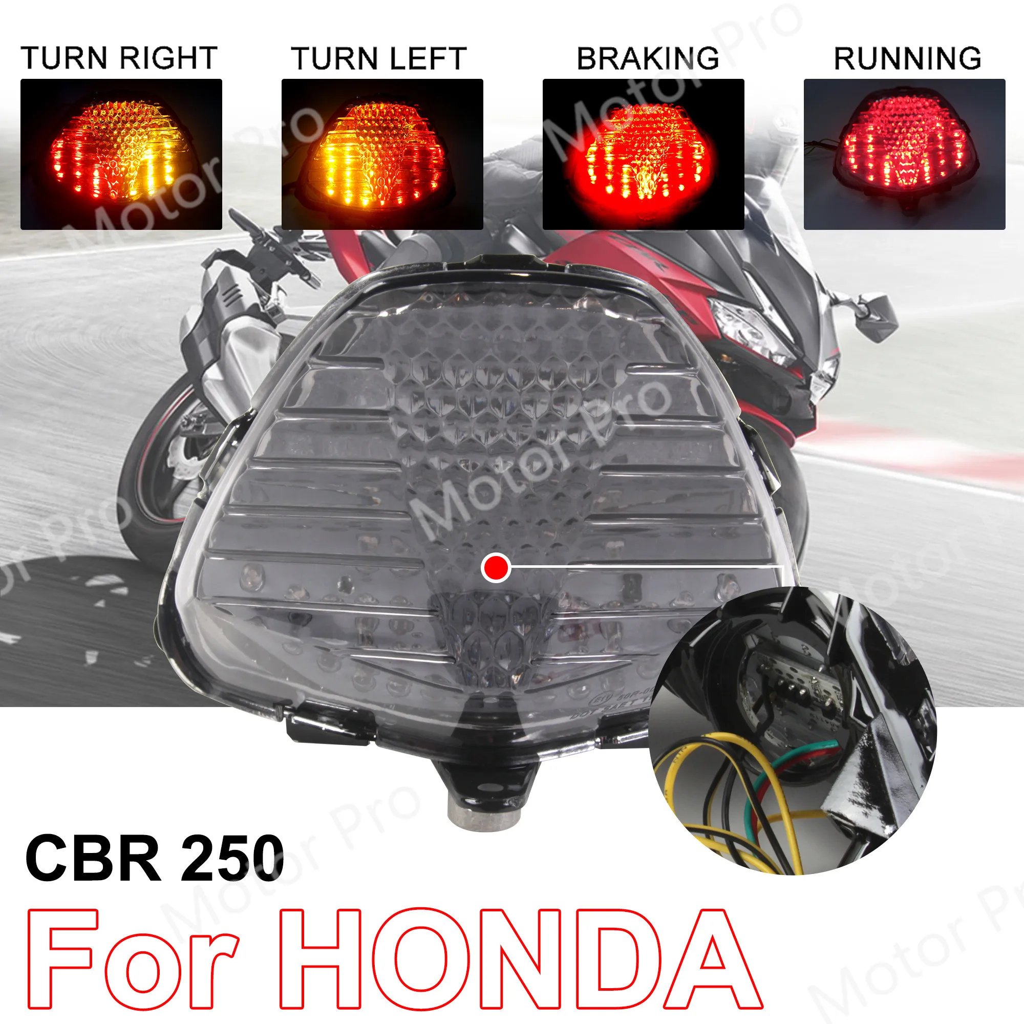 

LED Turn Signal Taillight For Honda CBR250R 2011 2012 2013 2014 Motorcycle Rear Brake Tail Light Lamp Blinker CBR 250 250R